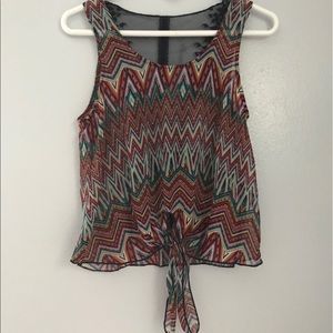 Dots Tie Front Tank Top